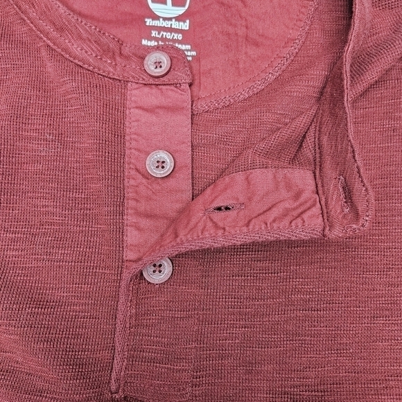 Timberland Thermal Henley Shirt Mens XL Burgundy Red Long Sleeve Casual - Picture 6 of 9